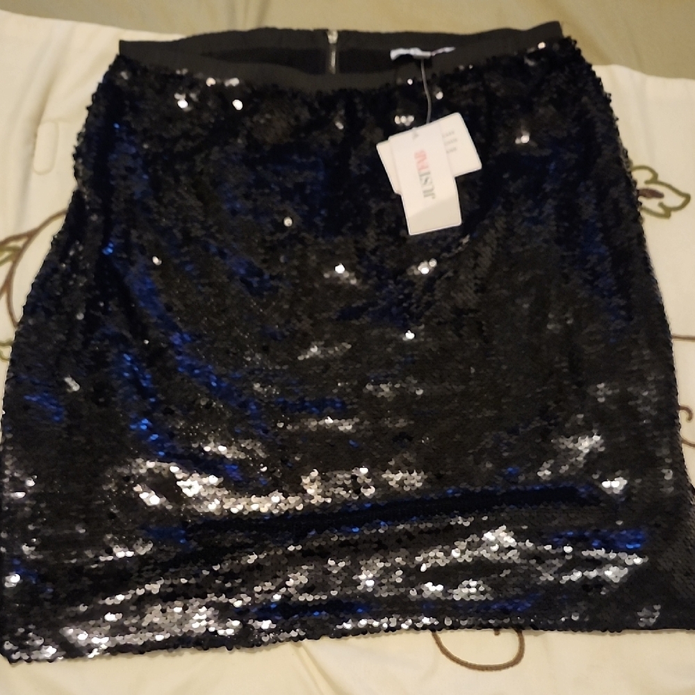 JustFab Black Sequin Skirt
